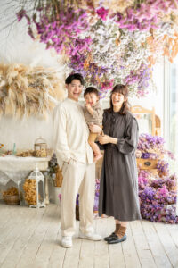 1歳誕生日家族写真